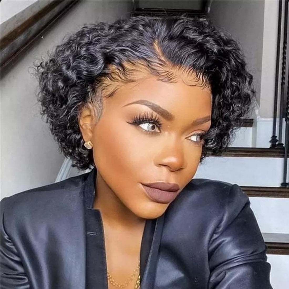 Pre-styled Pixie Cut Curl Transparent Lace Frontal Wig - Seyna Hair