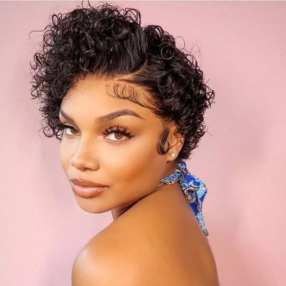 Jerry Curl Pixie Cut 13x4 Lace Frontal Wig - Seyna Hair