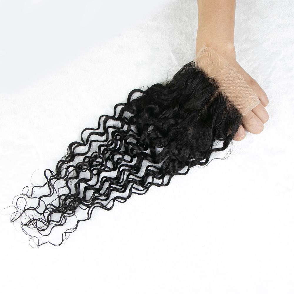 3 Bundles With 4x4 Transparent Lace Closure Water Wave 100% Virgin Human Hair - Seyna Hair