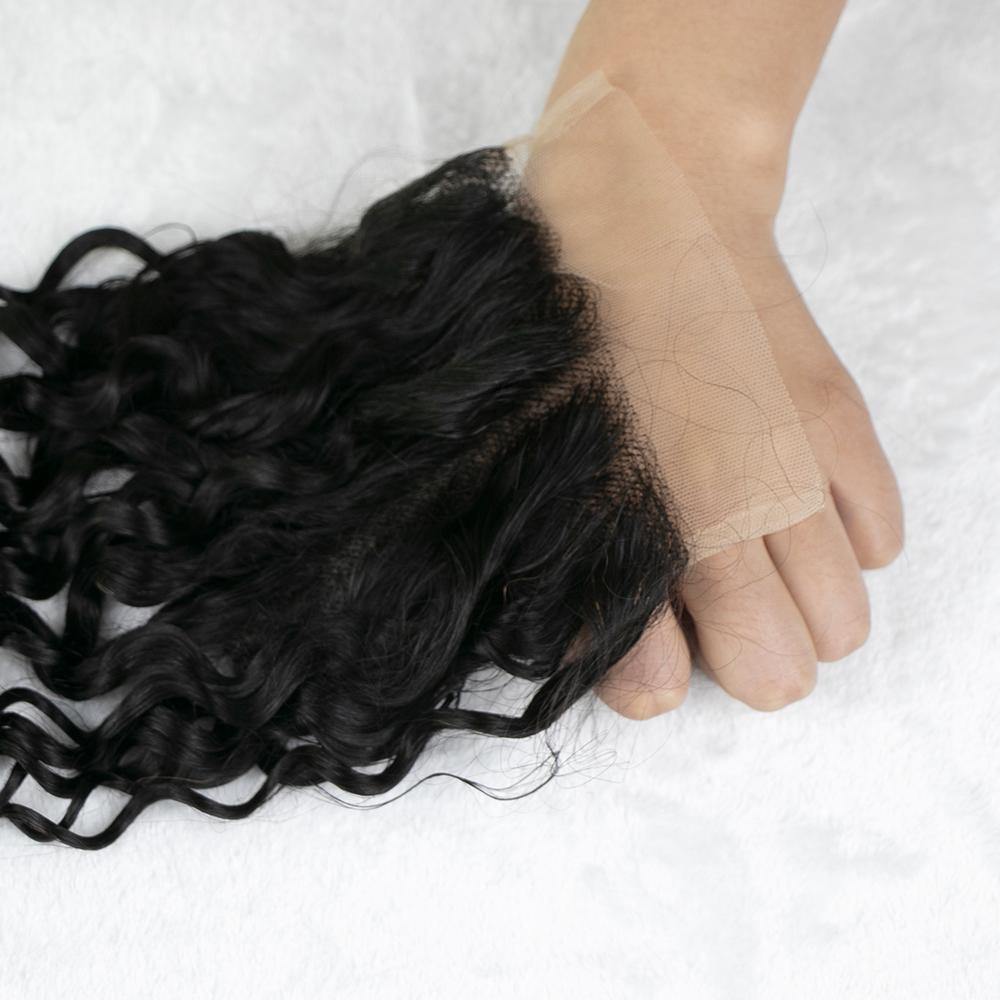3 Bundles With 4x4 Transparent Lace Closure Water Wave 100% Virgin Human Hair - Seyna Hair