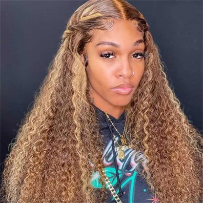 Highlight Blonde Invisible HD Lace Jerry Curl Glueless 13x4 Frontal Lace Wig | True HD Lace - Seyna Hair