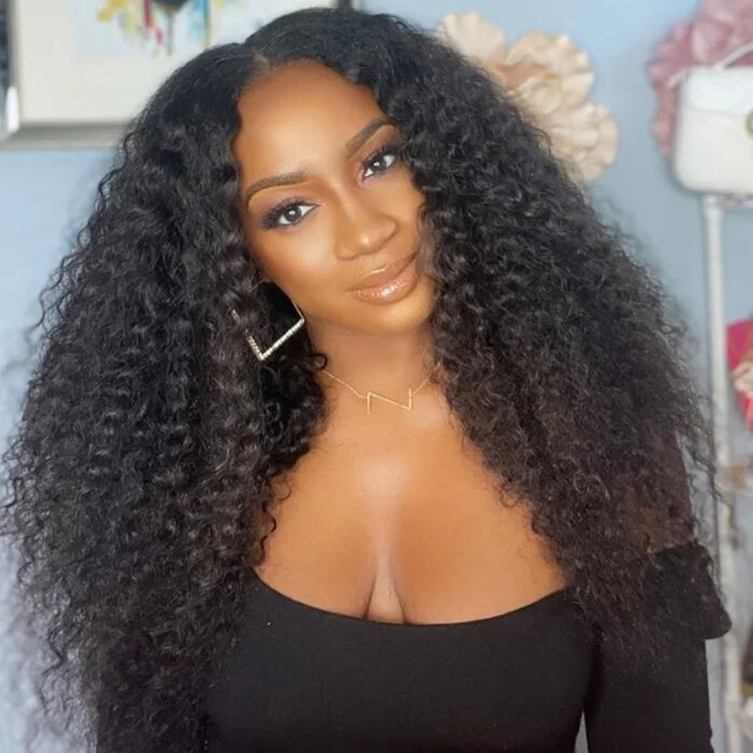 Glueless V Part Wig Free Part Thin Part Wig Curly Human Hair Wigs Can Part Anyway Upgrade U part Wig Without Leave out - Seyna Hair