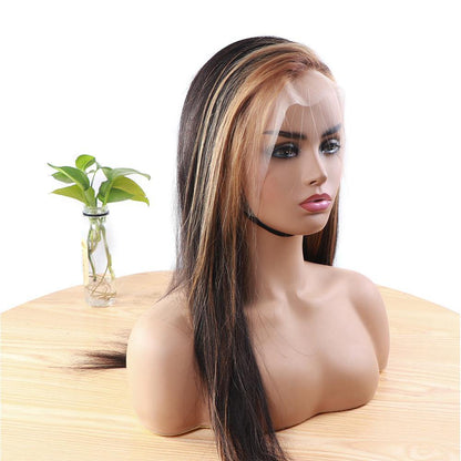 Transparent Lace Frontal Wig Highlight Color 13x4 Straight Virgin Human Hair Wigs - Seyna Hair