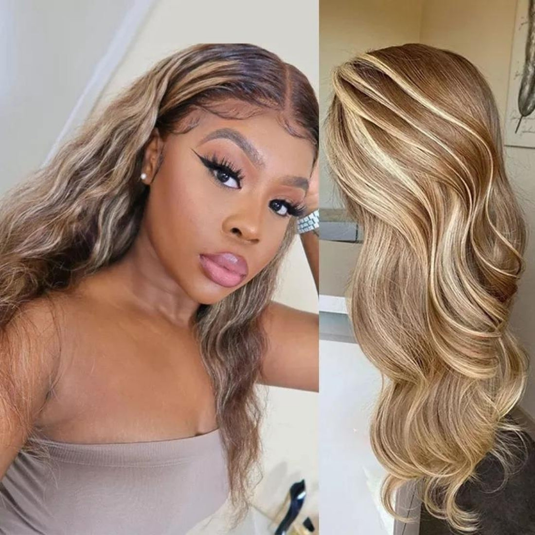 Highlight 613 Brown Invisible HD Lace Body Wave Glueless 13x4 Frontal Lace Wig | True HD Lace - Seyna Hair