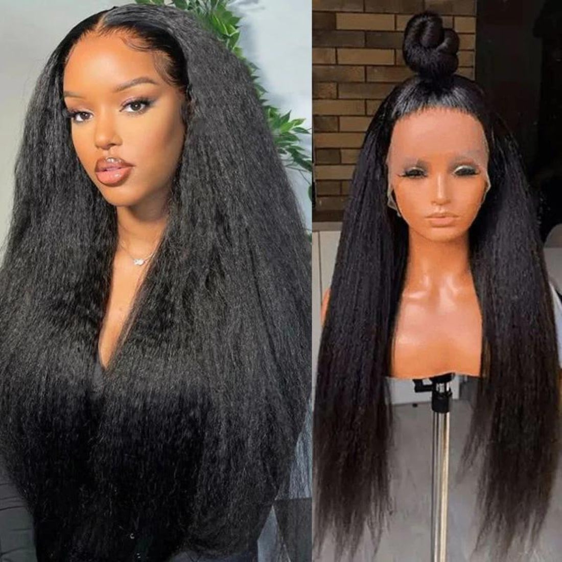 Yaki Straight 13x4 Crystal Lace Frontal Wigs Upgrade HD lace Pre Plucked Natural Hairline - Seyna Hair