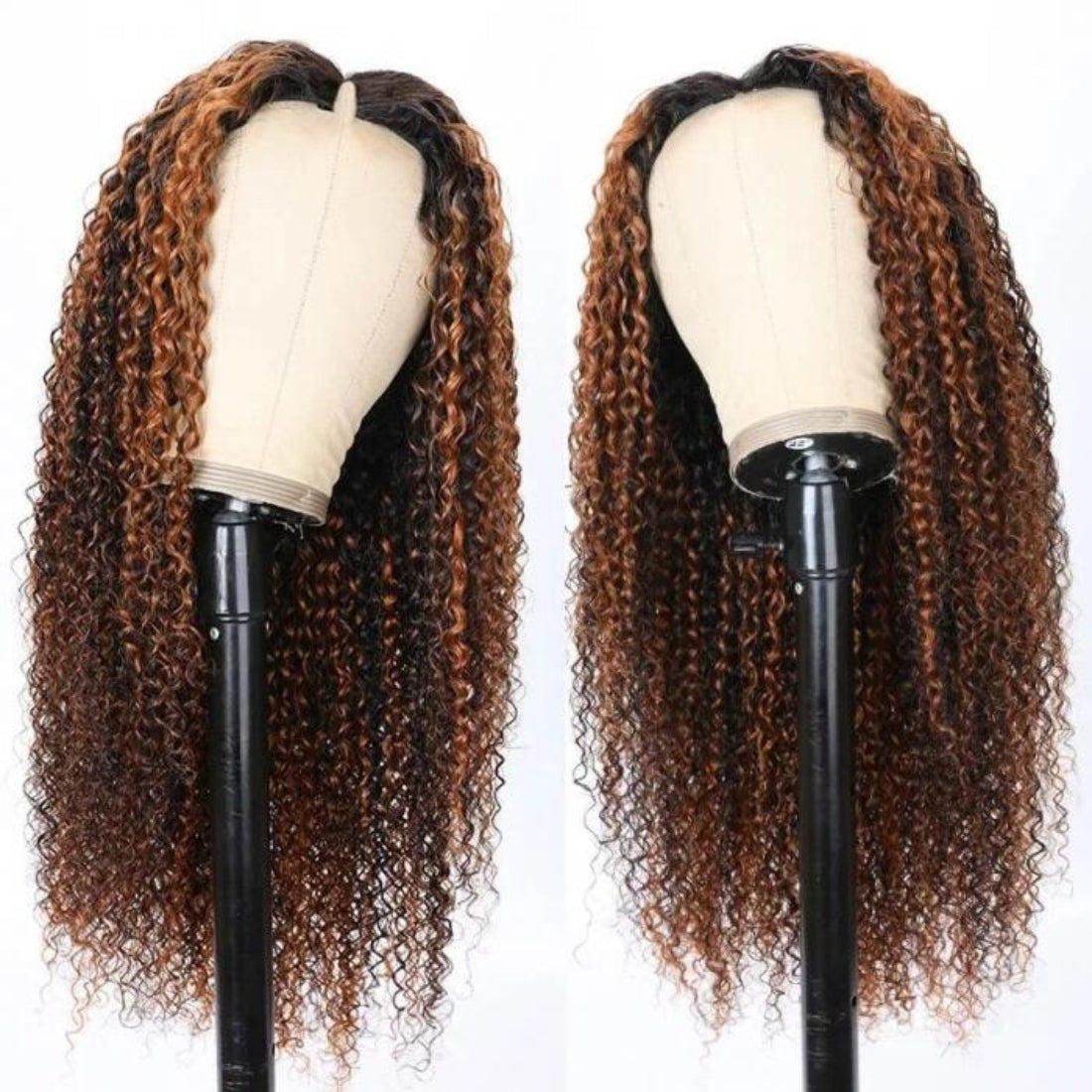 Highlight F30 Curly Glueless V Part 0 Skill Needed Wig Natural Scalp Curly Human Hair Upgrade U part Wig Without Leave out - Seyna Hair