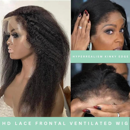 4C Kinky Edge Natural Hairline Wig - 13x4 Kinky Straight Hair Undetectable Lace Frontal Wig - Seyna Hair