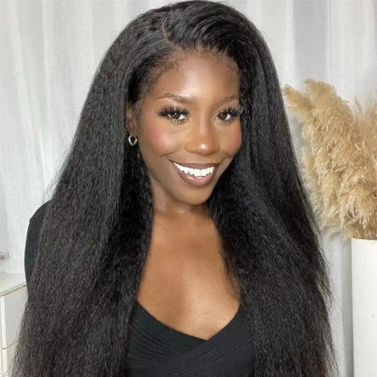 4C Kinky Edge Natural Hairline Wig - 13x4 Kinky Straight Hair Undetectable Lace Frontal Wig - Seyna Hair