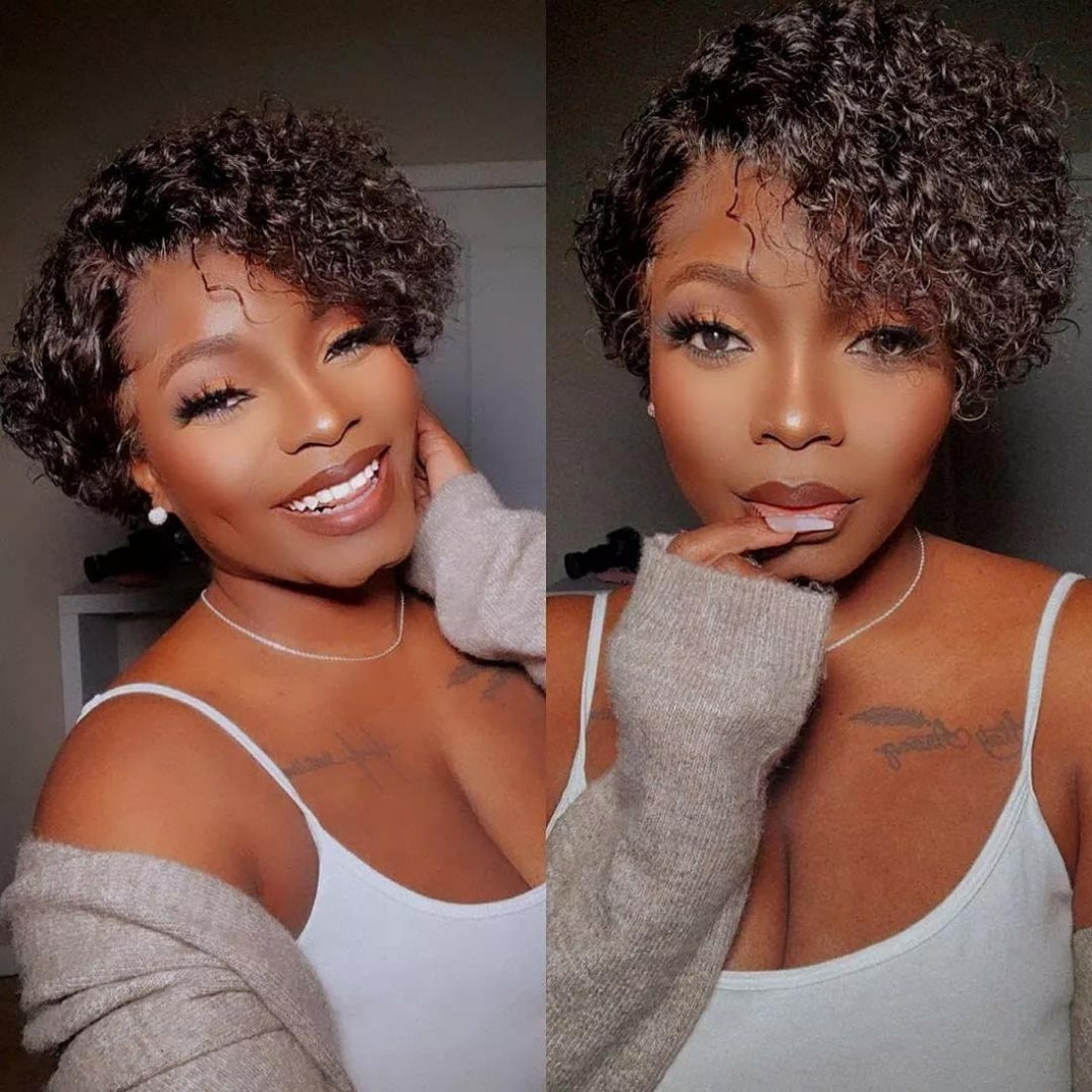 Pre-styled Pixie Cut Curl Transparent Lace Frontal Wig - Seyna Hair