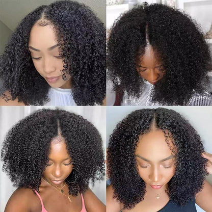 Kinky Curly Thin Part Wig V Part Human Hair Wigs No Glue For Women No Leave Out - Seyna Hair