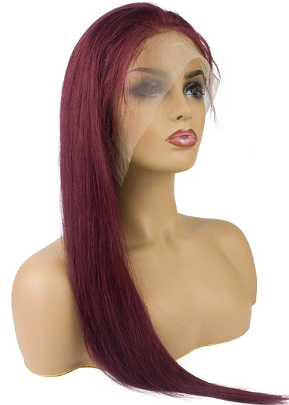 Transparent Lace Frontal 13x4 Wigs #99j Color Straight Human Hair Lace Wig - Seyna Hair