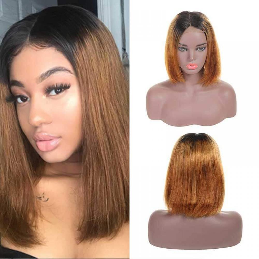 180% Density Color 1B/30 Ombre Straight Wig 4X4 Frontal Bob Wig Brazilian Hair - Seyna Hair