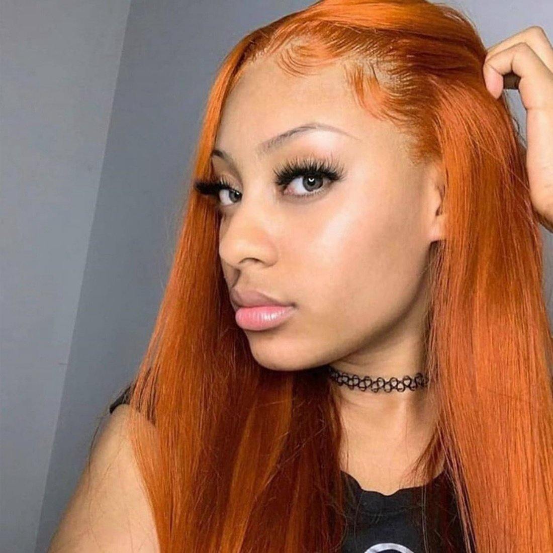 Transparent Lace Frontal Wigs Ginger Orange Color 13x4 Straight Virgin Human Hair Wigs - Seyna Hair