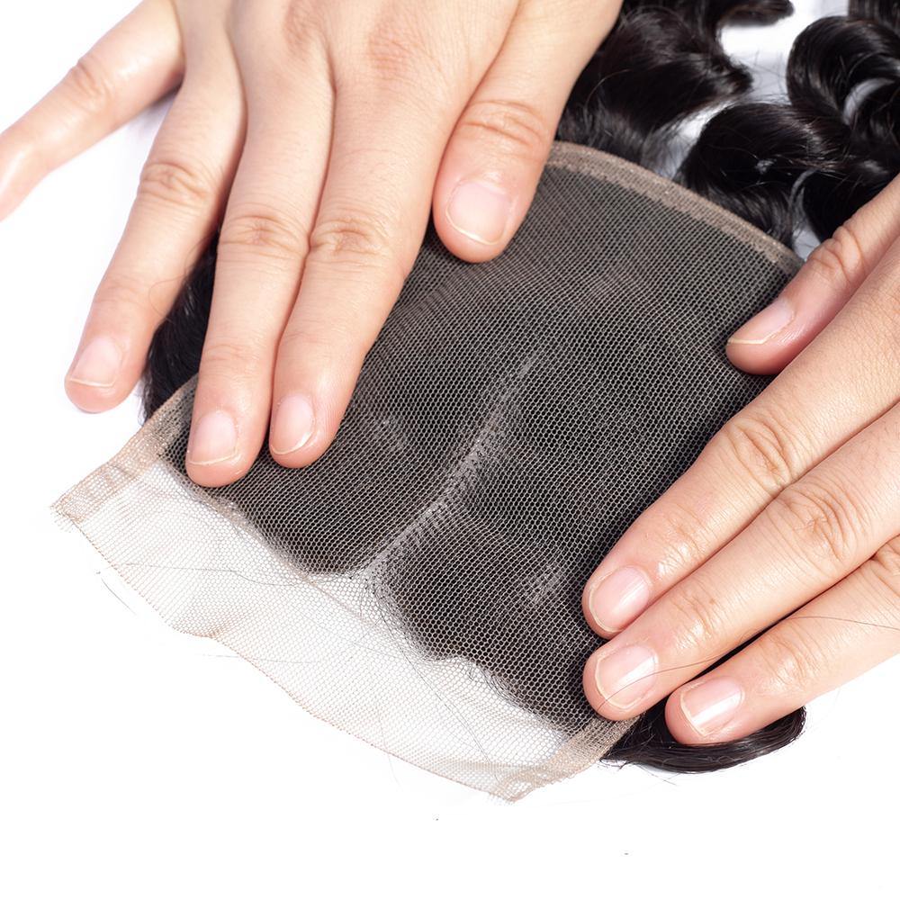 4 Bundles With 4x4 Transparent Lace Closure Deep Wave Brazilian 100% Virgin Human Hair - Seyna Hair