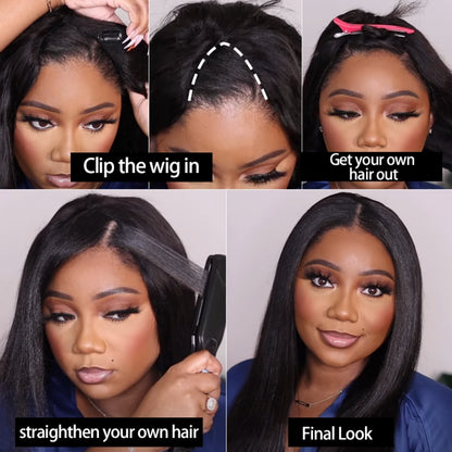 BOB V Part Staright Human Hair Wig Without Leave Out - Seyna Hair