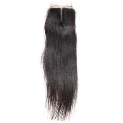 3 Bundles With 4x4 Transparent Lace Closure Straight 100% Virgin Human Hair - Seyna Hair