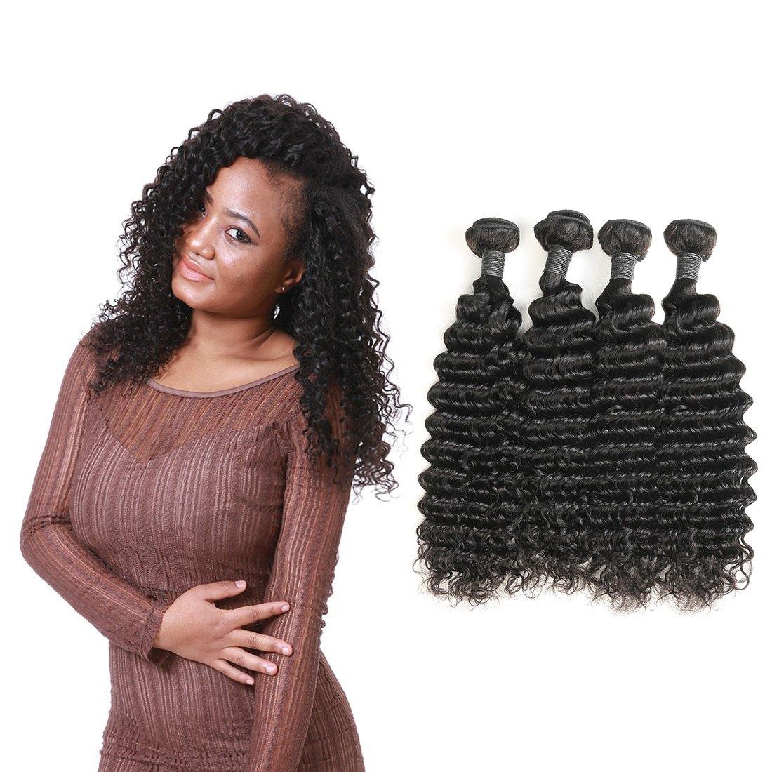 Brazilian Deep Wave Hair 4 Bundles 100% Human Hair Extension Weaves - Seyna Hair
