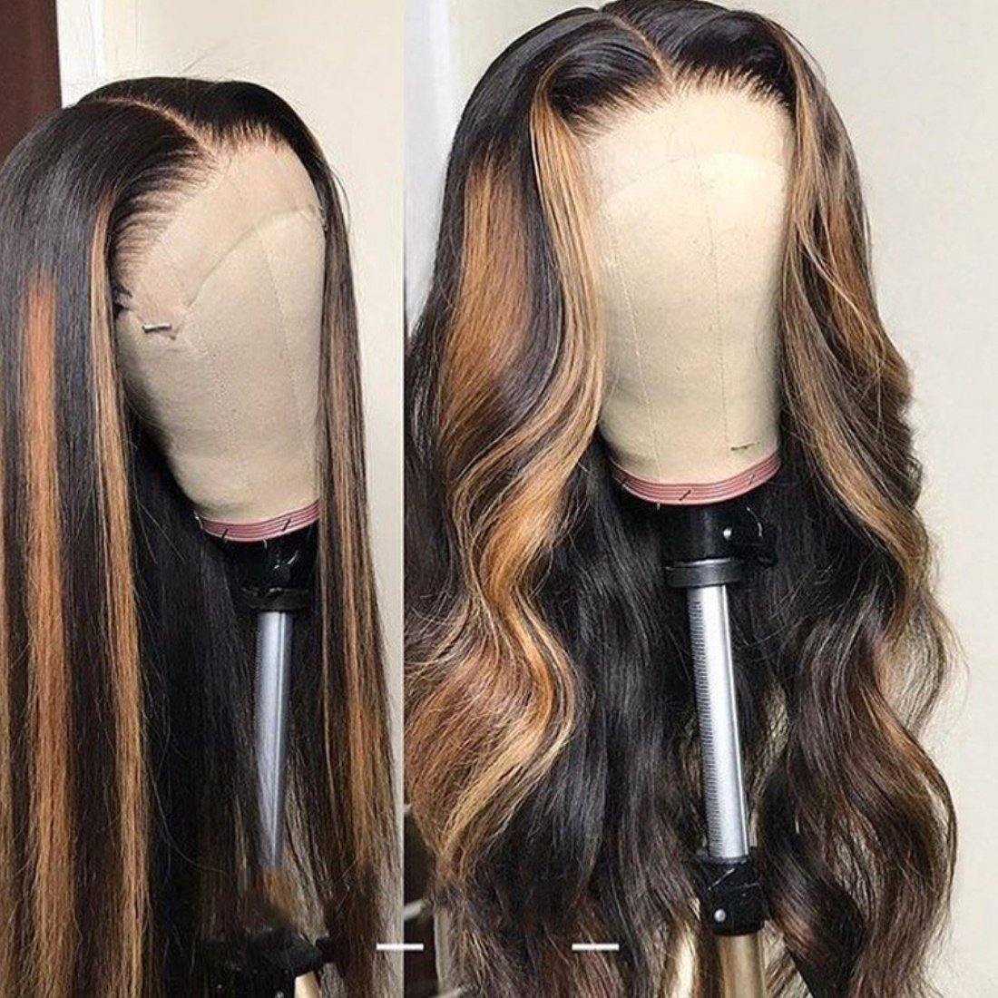 Transparent Lace Frontal Wig Highlight Color 13x4 Body Wave Virgin Human Hair Wig - Seyna Hair
