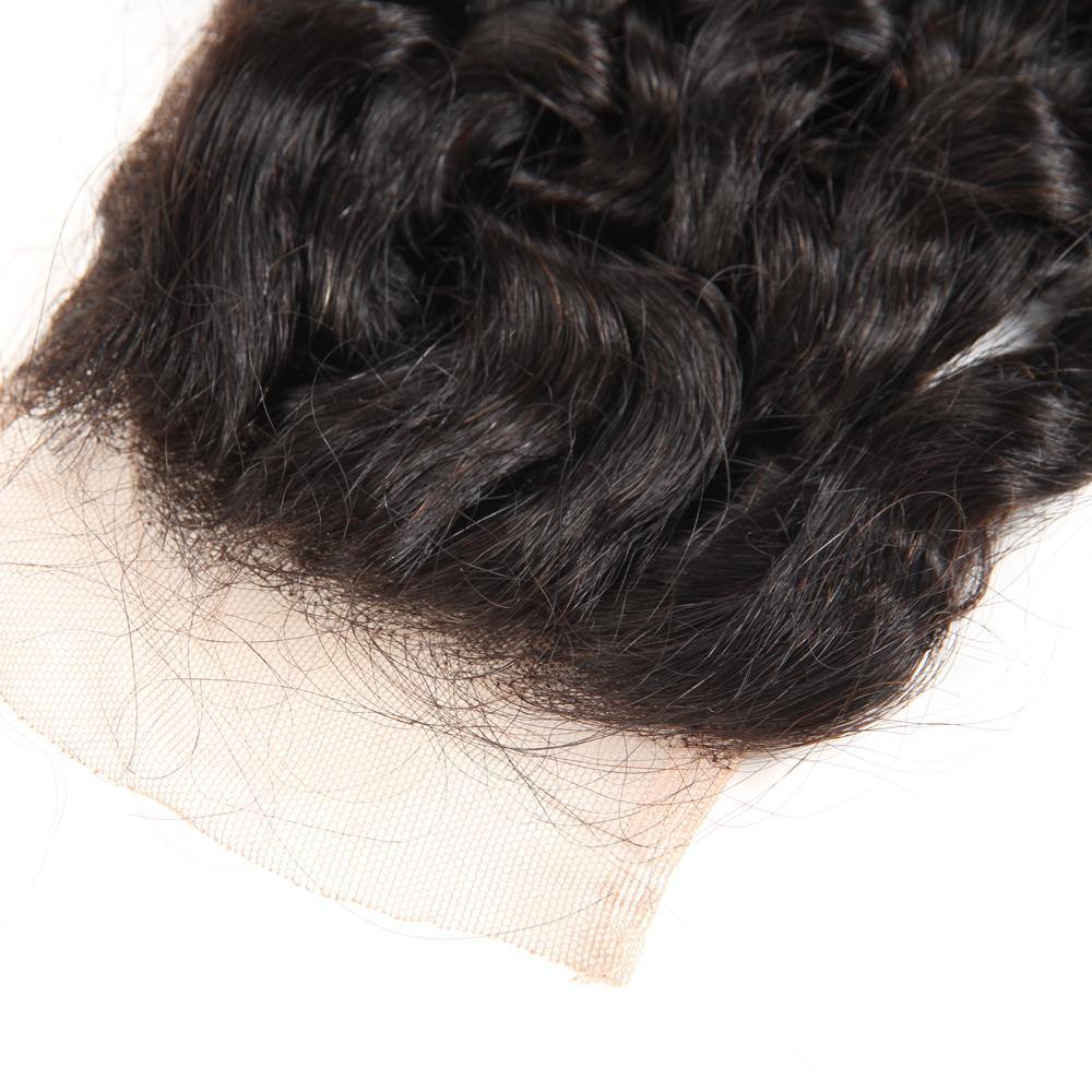 4 Bundles With 4x4 Transparent Lace Closure Kinky Curly Brazilian 100% Virgin Human Hair - Seyna Hair