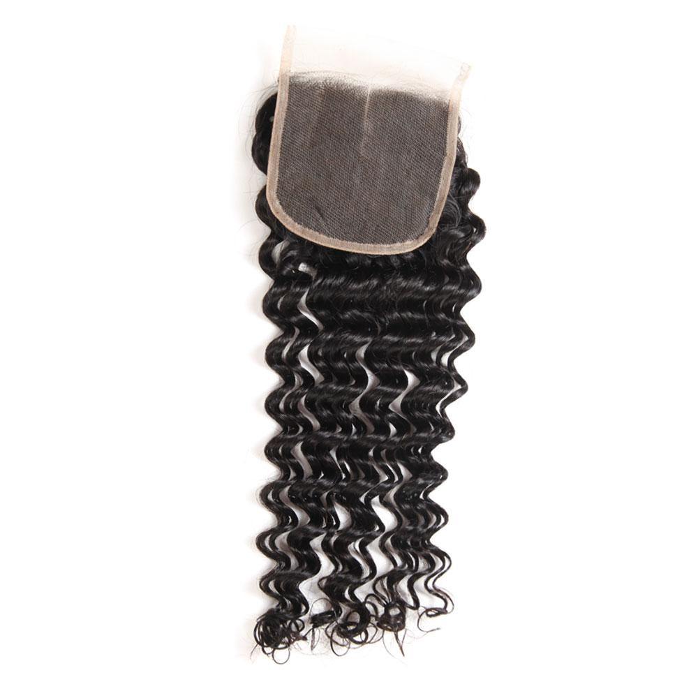 4 Bundles With 4x4 Transparent Lace Closure Kinky Curly Brazilian 100% Virgin Human Hair - Seyna Hair