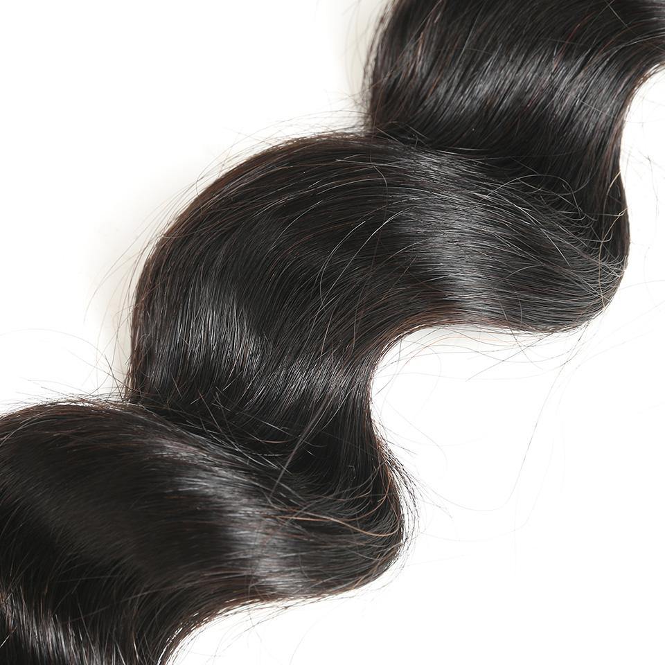 3 Bundles With 4x4 Transparent Lace Closure Loose Wave 100% Virgin Human Hair - Seyna Hair