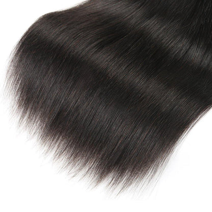 4 Bundles With 4x4 Transparent Lace Closure Straight Brazilian 100% Virgin Human Hair - Seyna Hair