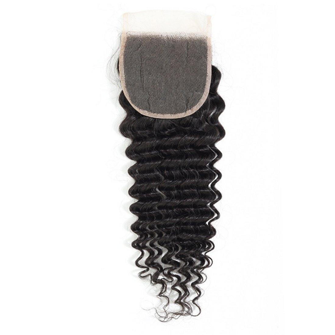 3 Bundles With 4x4 Transparent Lace Closure Deep Wave 100% Virgin Human Hair - Seyna Hair