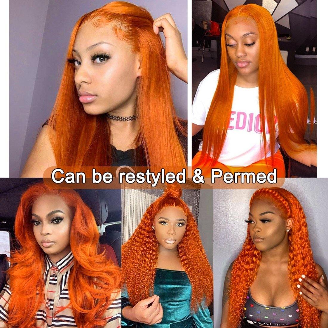 Transparent Lace Frontal Wigs Ginger Orange Color 13x4 Straight Virgin Human Hair Wigs - Seyna Hair