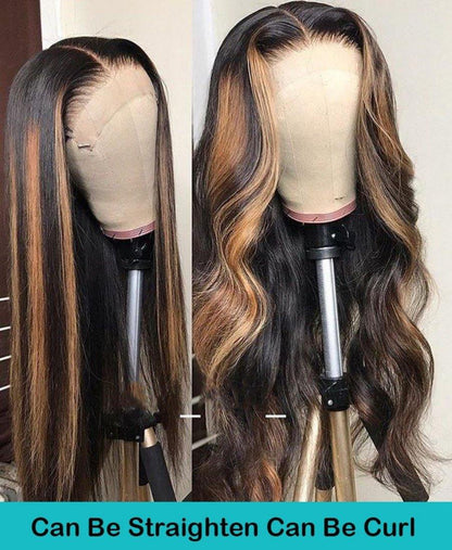 Transparent Lace Frontal Wig Highlight Color 13x4 Straight Virgin Human Hair Wigs - Seyna Hair